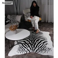 Zebra Rug white tiger leopard striped Velvet Imitation Leather simulation Animal Skins Natural Shape Carpet Mat for BedroomK25