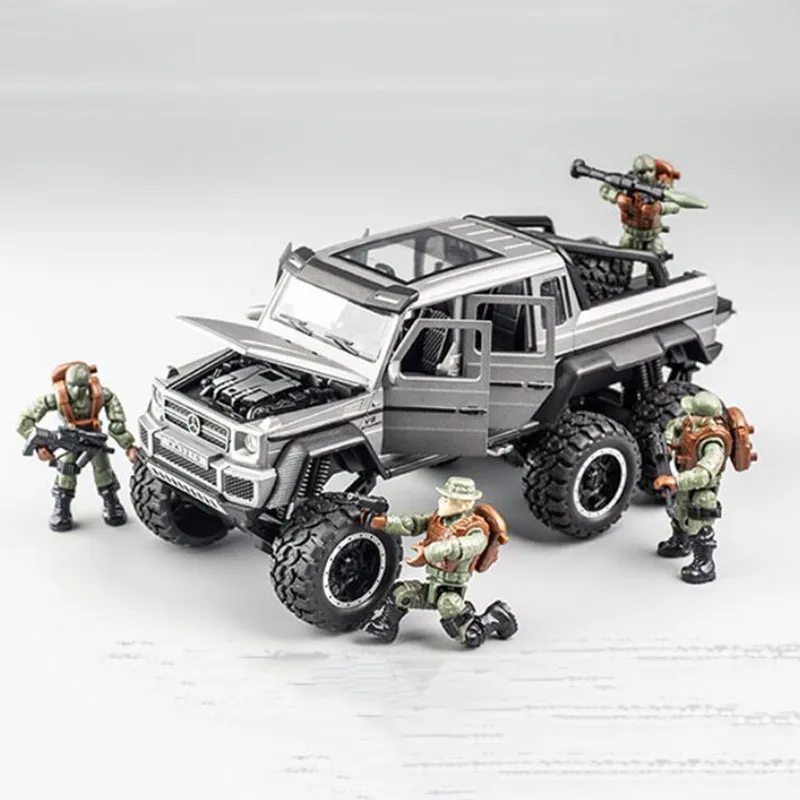 19 см 1/32 металлическое ведро бронированный автомобиль сплав классический AMG G63 6X6 пикап Внедорожник сильнейший автомобиль игрушки оттягивающаяся назад Модель литья под давлением