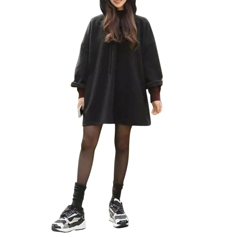

Autumn Wear New Korean Version Hooded Sweatshirts with Medium Length Loose Preppy Style Coat for Students