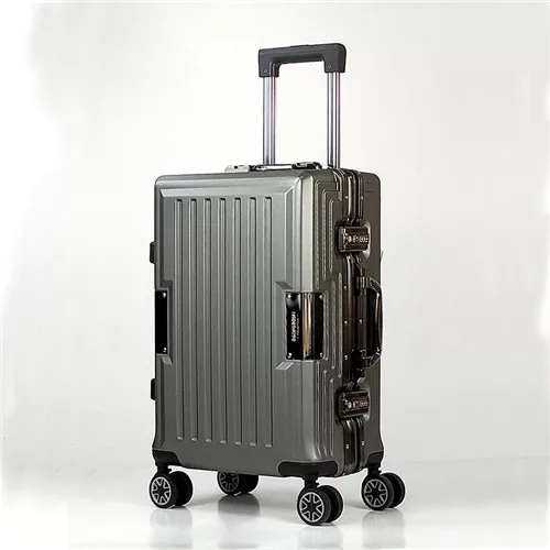 Dark gray KLQDZMS 20/24 дюймов с алюминиевой рамкой+ pc сумки на колёсиках spinner высокое качество дорожного чемодана Сумка На Колесиках На колесе - Цвет: Dark gray