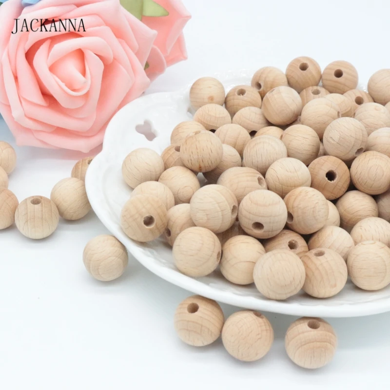 200 шт. Гладкие бусины из Букового дерева для прорезывания зубов | Мать и ребенок