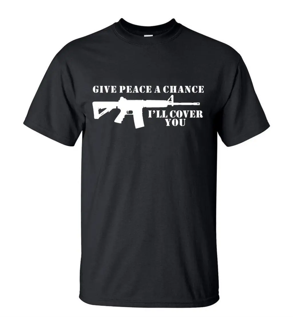 

Funny Give Peace a Chance Shirt Hot Short Sleeve Summer Hip Hop Cotton T-Shirt
