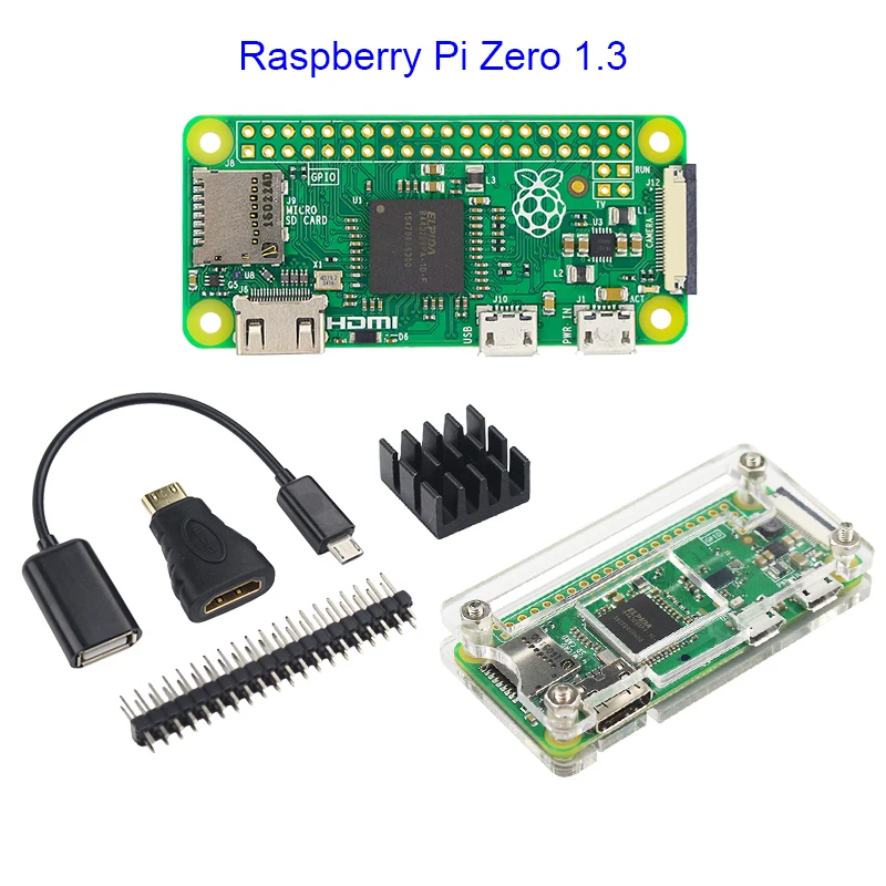 Raspberry Pi Zero 1 3 или W стартовый комплект + акриловый чехол GPIO заголовок теплоотвод