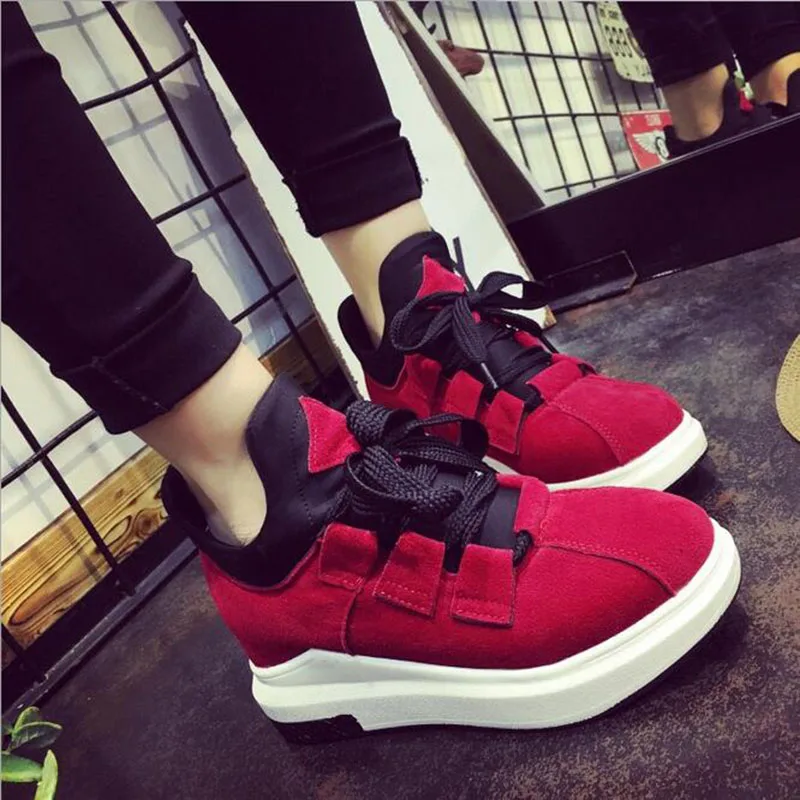 2017 Новинка осени дышащие спортивные туфли женские на толстой подошве галстук