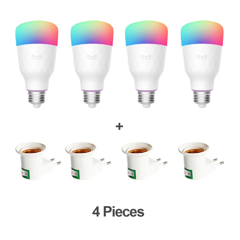 4 PCS RGB Bulb Горячее Обновление версии Xiao mi jia Yeelight умный светодиодный лампочка красочный белый умный лампочка для mi home App с адаптером для ЕС - Цвет: 4 PCS RGB Bulb
