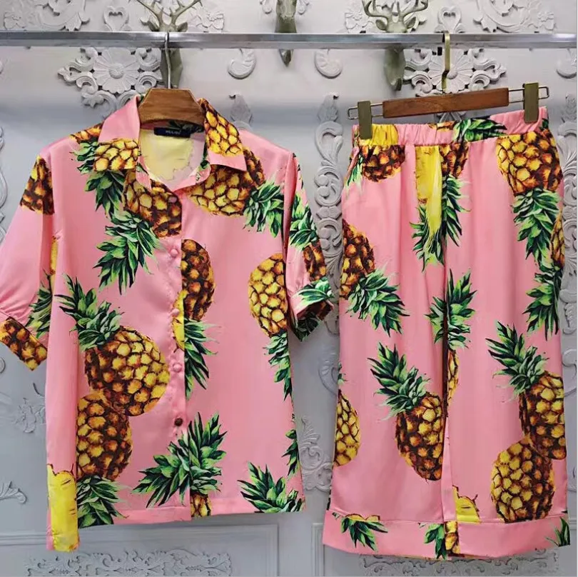 Women's Silky Pattern Pajama Sets Sleep Suit | Женская одежда