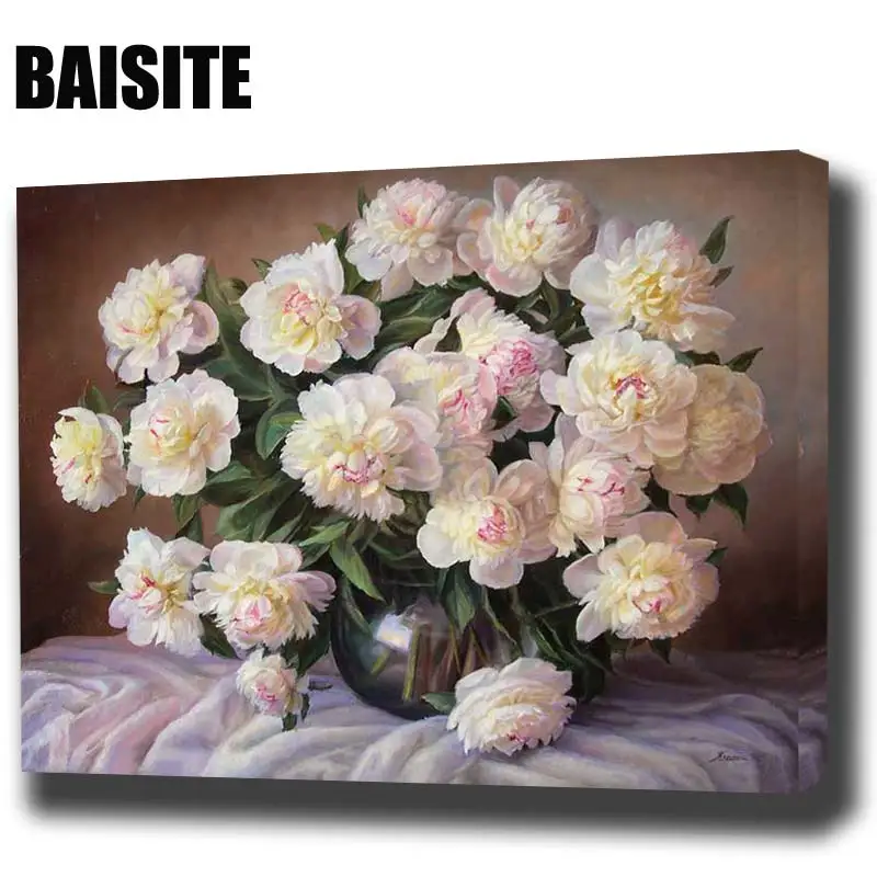 Картина маслом по номерам BAISITE сделай сам на холсте с цветами для гостиной