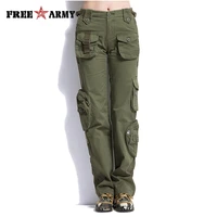 freearmy brand casual cargo pants pockets couple pants cotton unisex military green trousers womens capris pants khaki 25 38