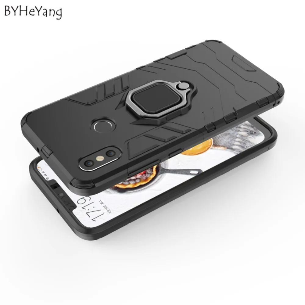 BYHeYang роскошный бронированный чехол для Xiaomi Mi 8 металлический кольцевой кронштейн