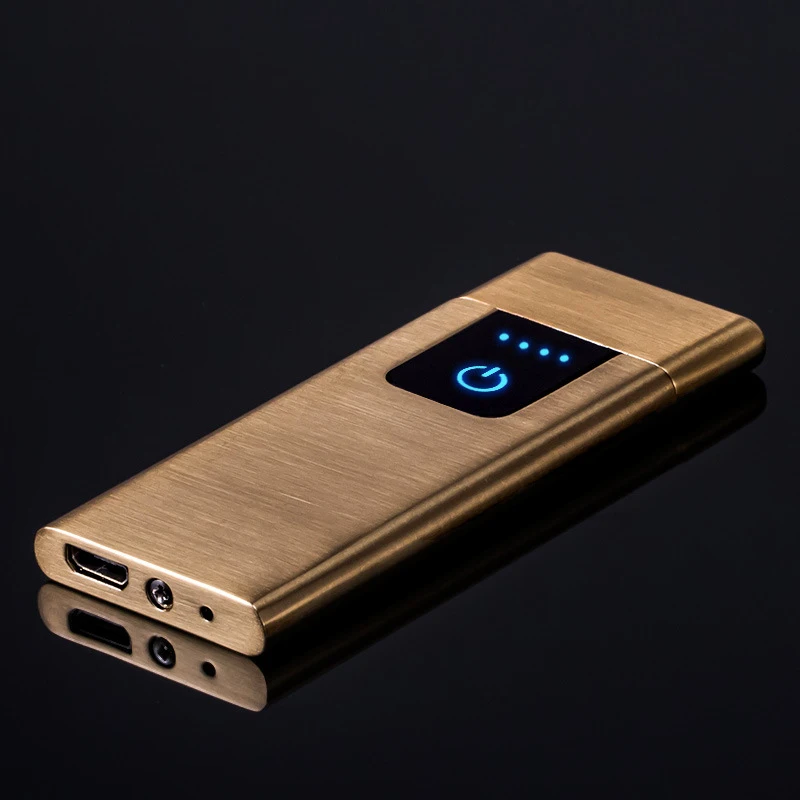 Золотой Новая ультратонкая металлическая usb-зажигалка 0,44 мм для зарядки, Лидер продаж, подарок - Цвет: Золотой