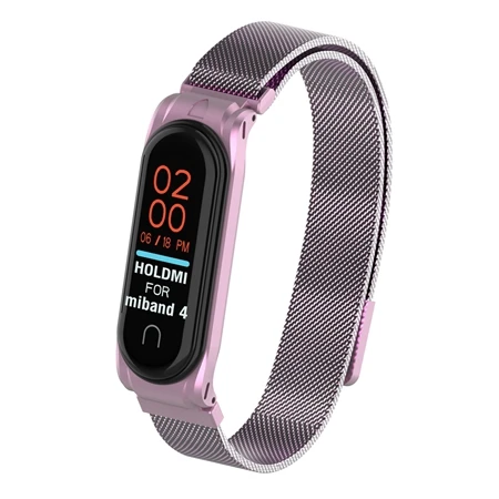 Rose Pink Металлический браслет mi lanese Loop, ремешок на запястье для Xiaomi mi, браслет 4, магнитные браслеты mi Band 4, металлические ремни, розовый mi Band4 Correa - Цвет: Rose Pink