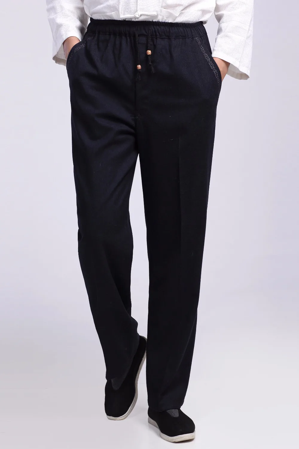 Мужские шерстяные брюки Shu китайские традиционные для кунг фу 2 цветов осени и