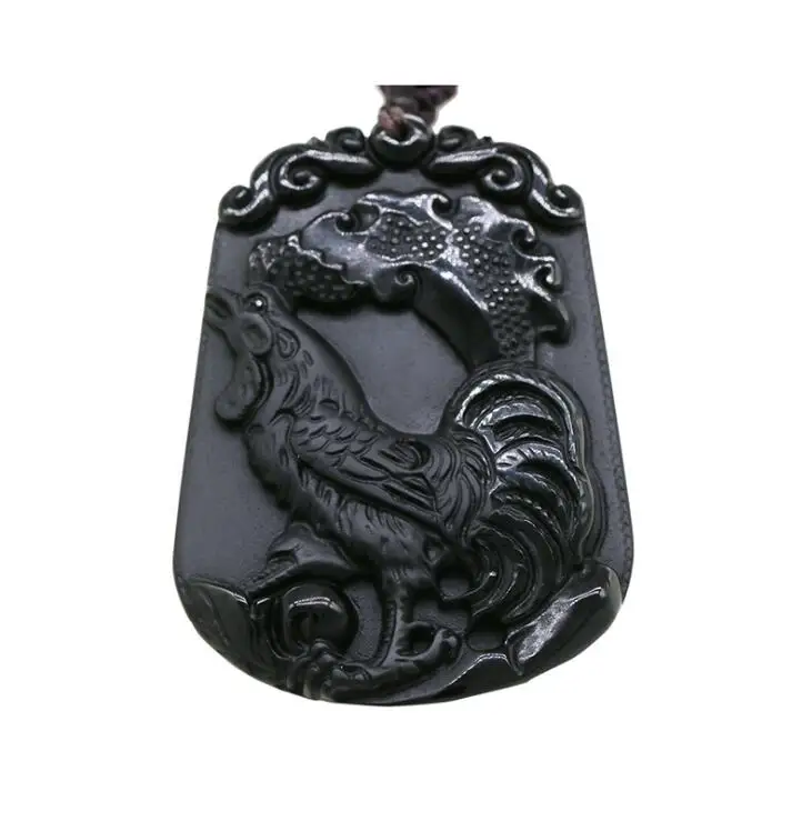 Фото Natural Black Carved Chinese zodiac chicken Obsidian amulet necklace pendants fine for women and men Украшения и аксессуары Natural Black Carved Chinese zodiac chicken Obsidian amulet necklace pendants fine for women and men Украшения и аксессуары
