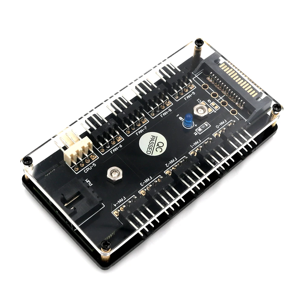 PWM вентилятор концентратор охлаждения процессора 10 способ 12 В LED 3/4Pin разветвитель вентилятора кабель вентилятор контроллер ПК с PMMA случае магнитного противостояния SATA питания
