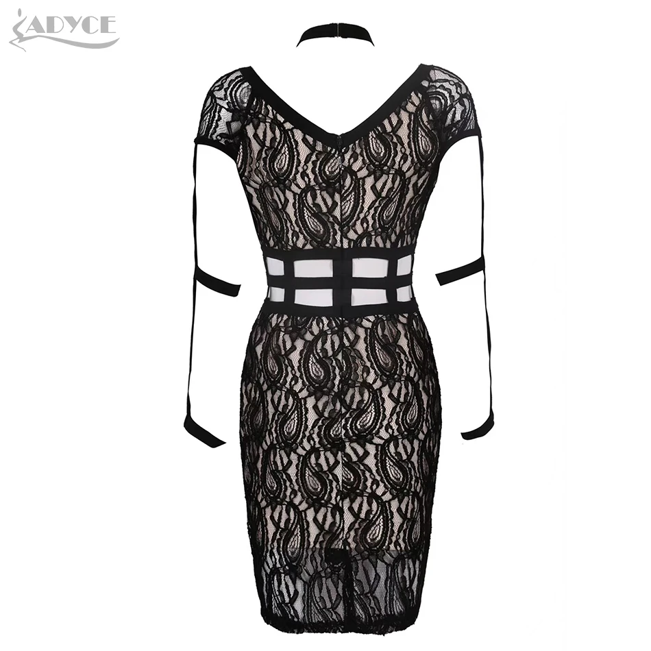 ADYCE, новинка, летнее женское Бандажное платье, Vestidos, вечерние платья знаменитостей, сексуальное, с коротким рукавом, кружевное, с вырезом, облегающее, Клубное платье