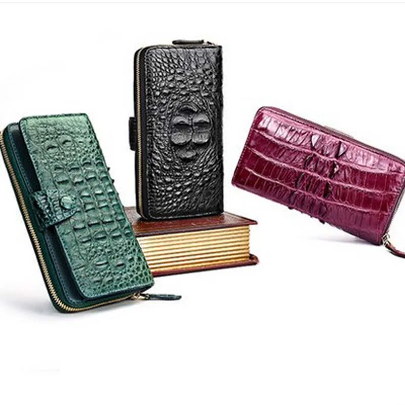 Женский кошелек hlt из натуральной кожи крокодила|clutch bag|handbag largewomen clutch |