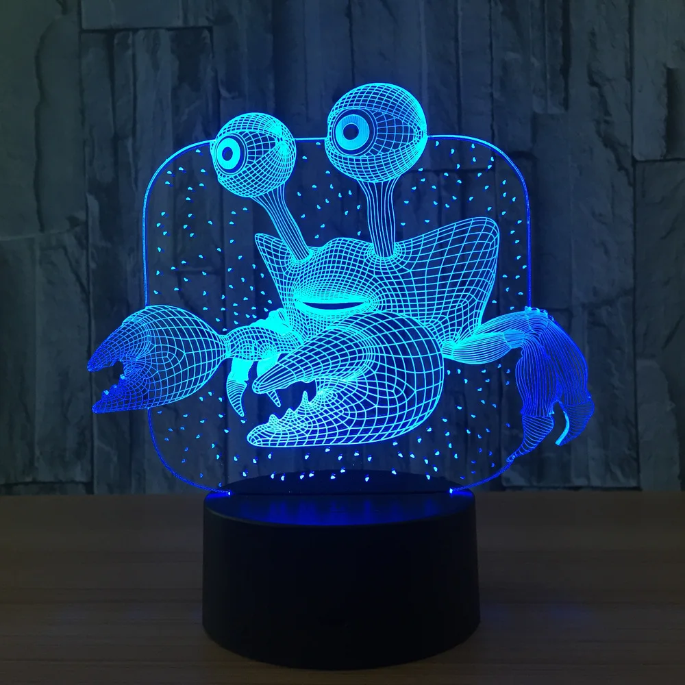 3d USB лампа краб новый подарок 7 цветов светодиодный ночник 3D настольный