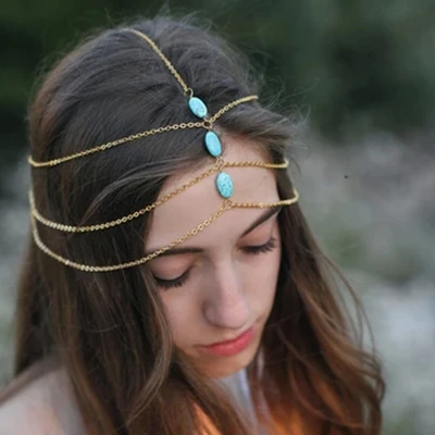 Новинка! Пляжное украшение для волос из позолоченного металла в стиле Boho.|chain hair