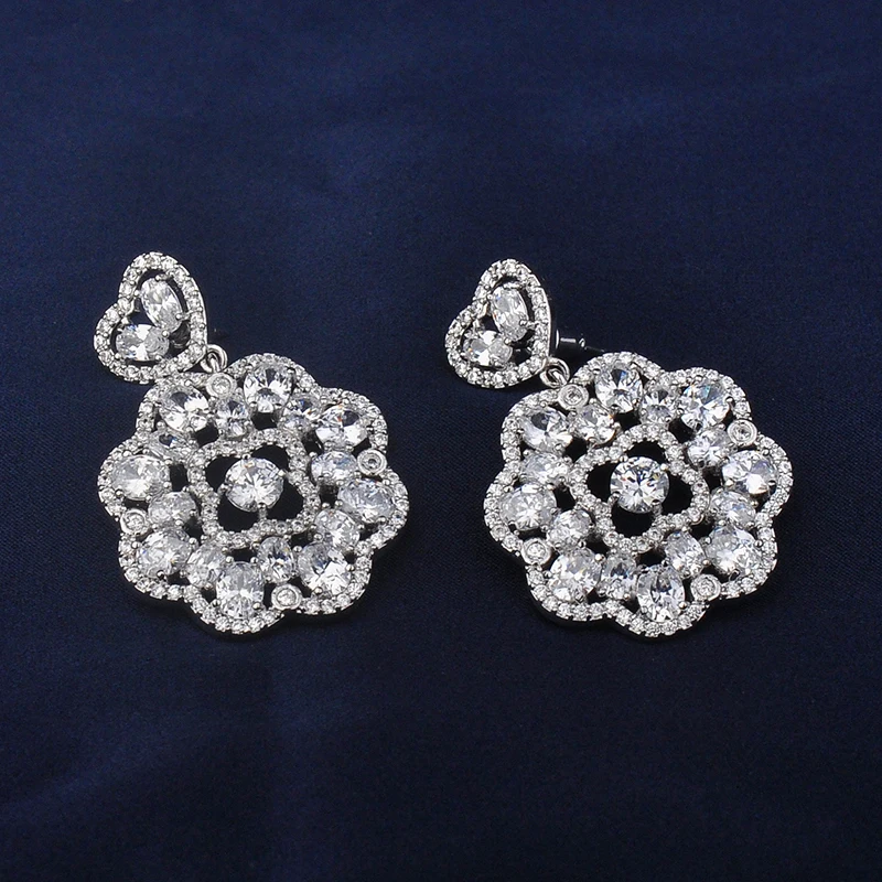 2016 высокое качество изящный и модный стиль сад роза циркон серьги золотая