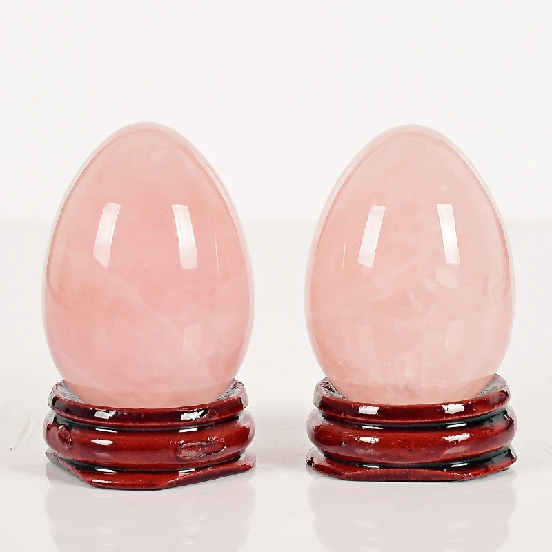 50*35mm rose quartz Egg &amp Wood Base Undrill Natural Stone and healing Crystals Home decoration accessory Kegel Massage Yoni | Дом и сад