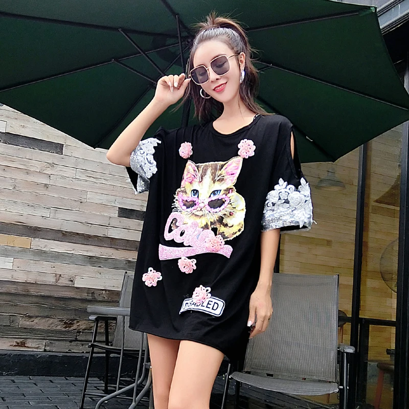 2018 Летняя женская футболка с коротким рукавом и рисунком кота из мультфильма