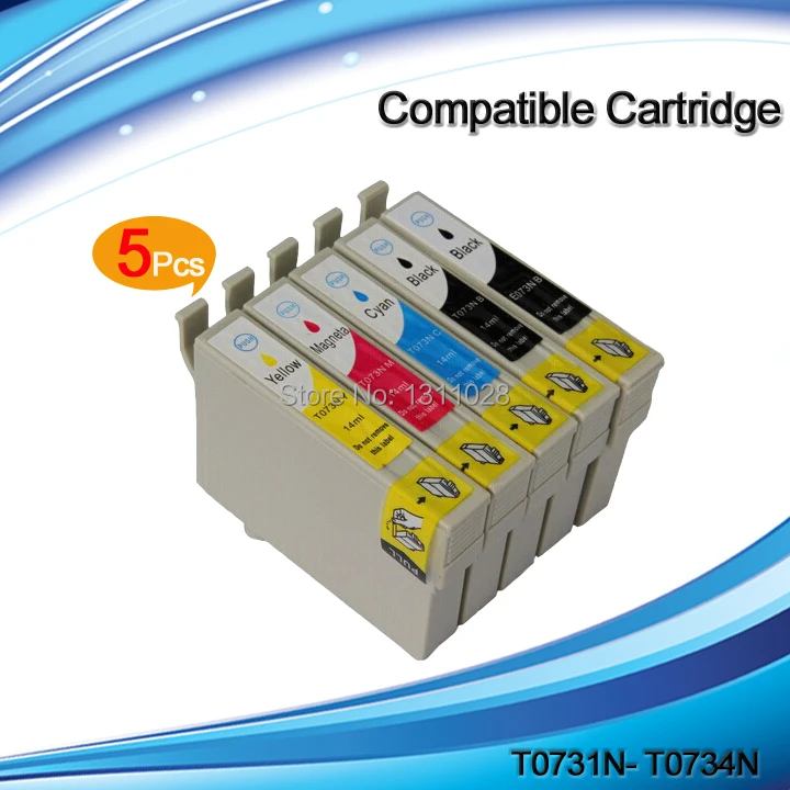 

INK WAY 5PK Compatible ink cartridge for 73N T0731N BK T0732N C T0733N M T0734N Y used in C110 T10 T11 T20 T20E T21 T23 T24