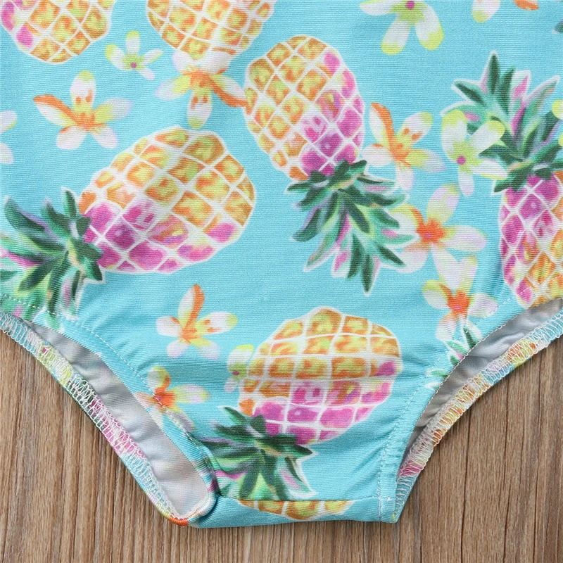 Детское бикини с принтом ананаса для девочек летний купальник без рукавов