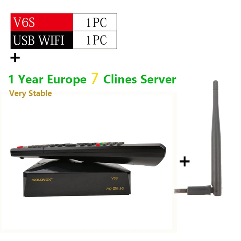 V6S CCCAM WIFI DONGL Высококачественный цифровой спутниковый ресивер 1080 P DVB-S2 H.265 рецепторов Поддержка Wi-Fi CCcam M3U Сталкер Европейский Французский Испанский США Великобритания IPTV - Цвет: V6S CCCAM WIFI DONGL