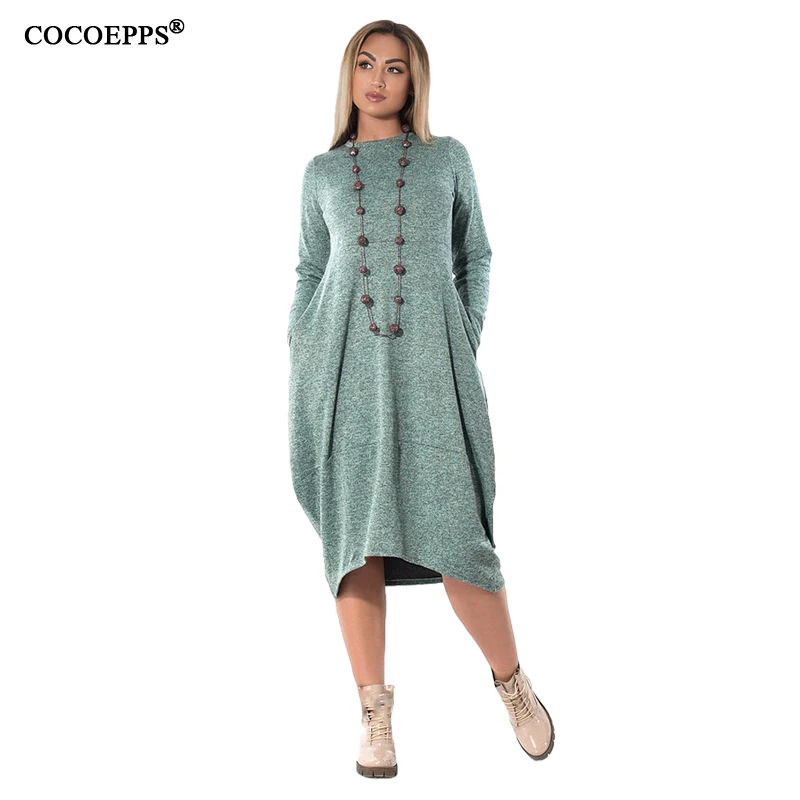 Осенне-зимнее платье CACNCUT 5XL 6XL большое женское Теплое повседневное 2018 вязаные
