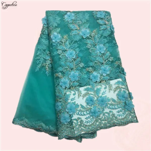 Amazing party dress cloth with 3D flower beaded french tulle lace fabric for lady KN39(5yards/lot) | Дом и сад