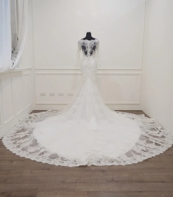 Vestido de noiva винтажные кружевные недорогие свадебные платья русалки с длинными