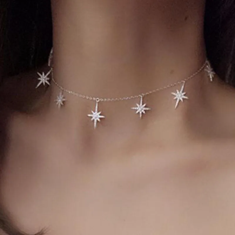 2018 модная Длинная цепочка богемная простая вспышка восемь звезд для ключицы