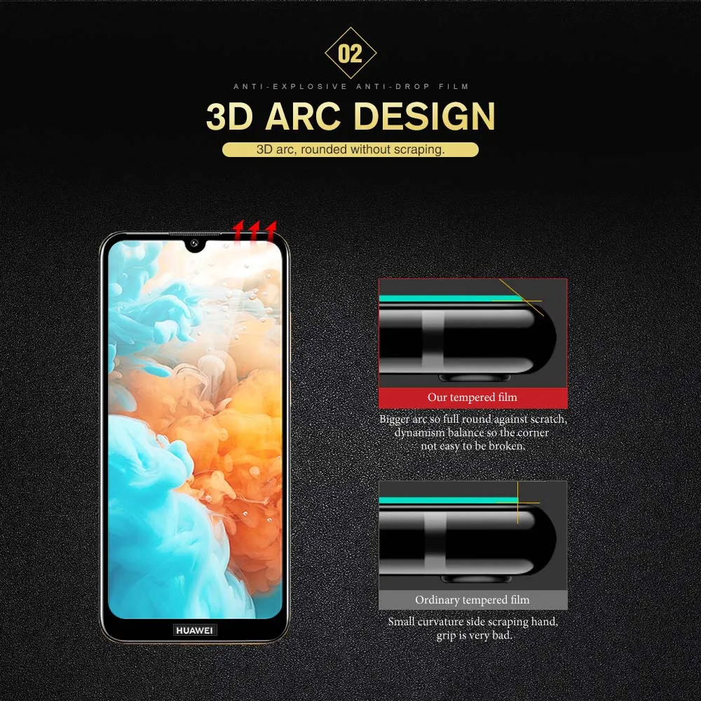 Защитное стекло для huawei y9 prime 2019 экрана y7 y6 y5 pro листовая пленка steklo|Защитные