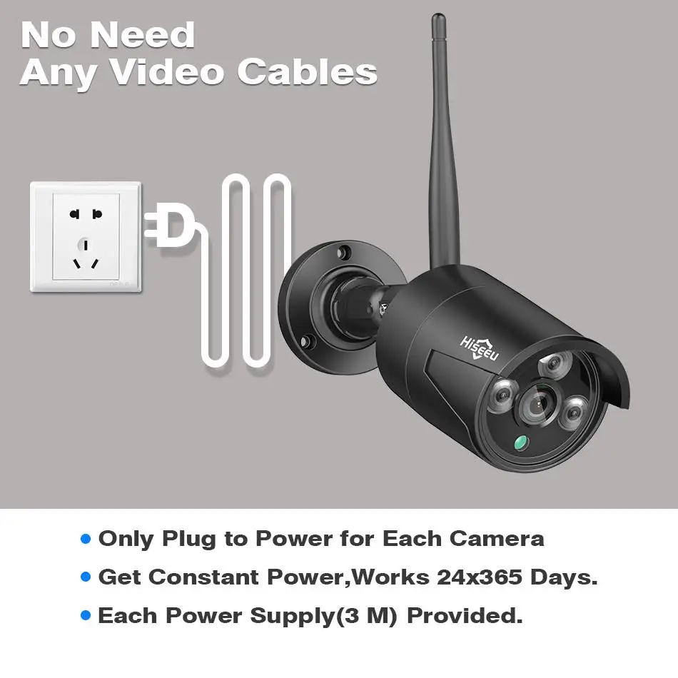 Hiseeu 1080P HD наружная система камер домашней безопасности 4CH CCTV видеонаблюдение