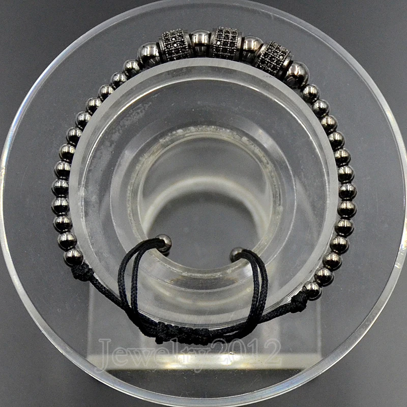 5 штук/упак. Модные мужские летние 3 шт Rondelle Циркон на Gunmetal микро черный циркон