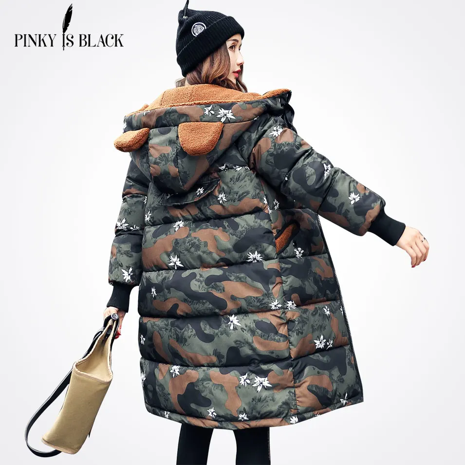 PinkyIsBlack 2018 длинная парка Толстая Женская зимняя куртка женская камуфляжная