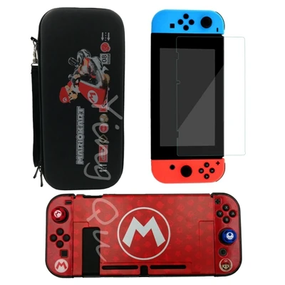I Новинка, сумка для хранения для переноски пульта Nintendo Switch NS NX+ чехол в виде ракушки+ защита экрана из закаленного стекла+ 2 крышки - Цвет: I