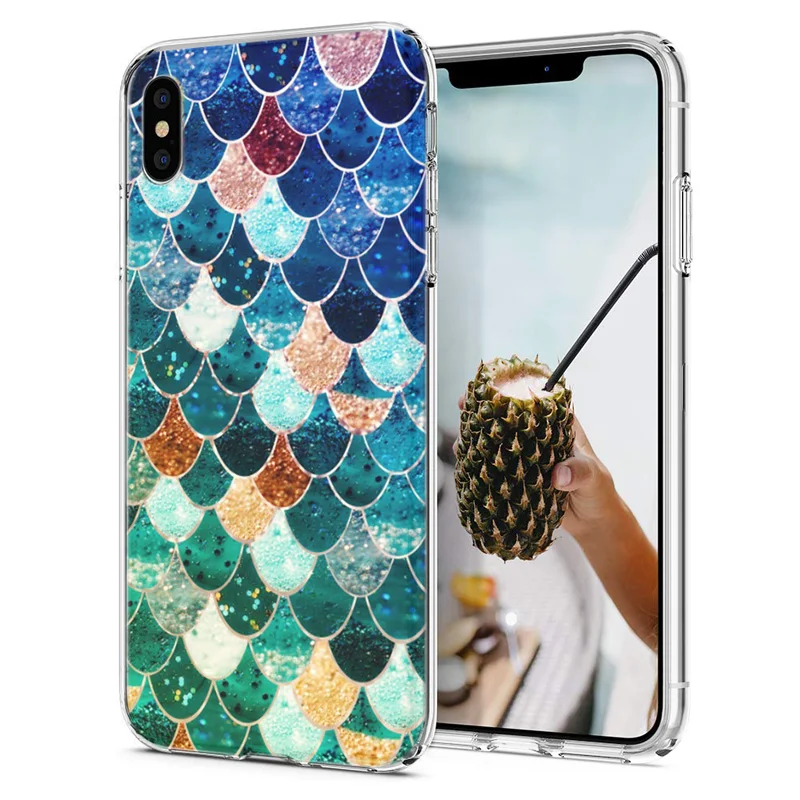 Мягкий чехол для телефона iPhone X XS XR чехлы из ТПУ цветной цветочный пейзаж узор Fundas