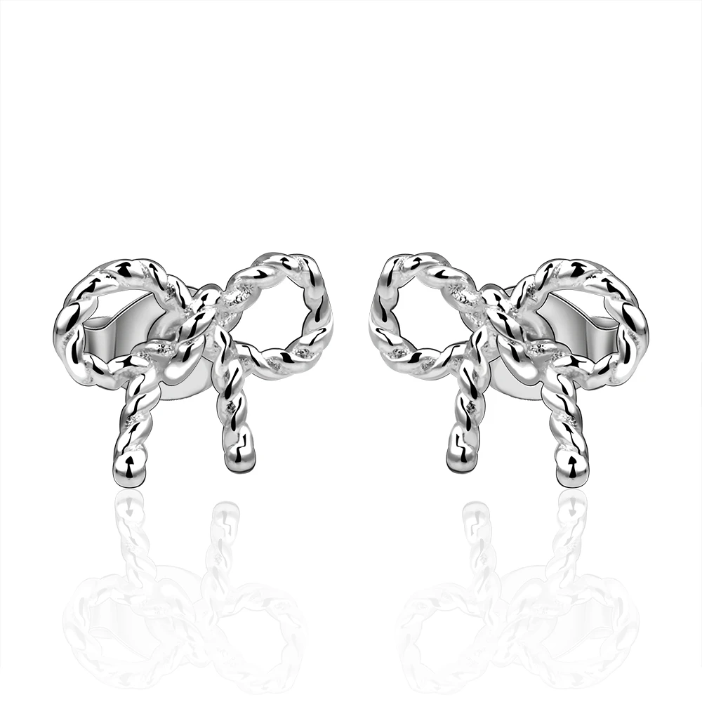 

Fashion bow silver stud earrings fashion trend ladies earrings 925 sterling silver earrings for women
