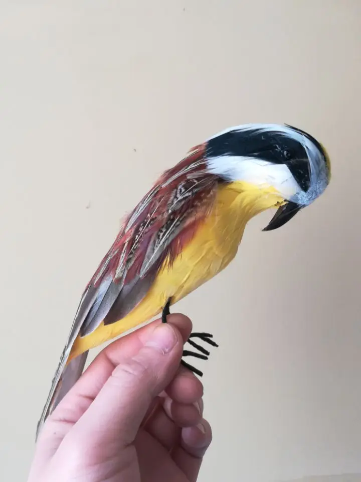 Большой 23 см имитация питанкуса сульфуратуса пена и перья птица с пуховой головкой, пасторальный реквизит, украшение для дома и сада подарок s2188