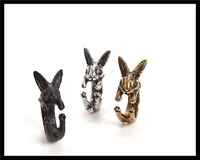 wholesale adjustable retro punk rabbit ring free size hippie animal bunny ring jewelry for pet lovers 12pcslot