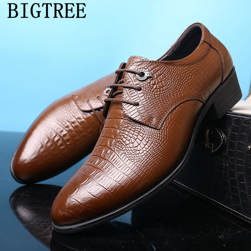 Обувь из крокодиловой кожи Мужская Элегантная итальянская официальная обувь
