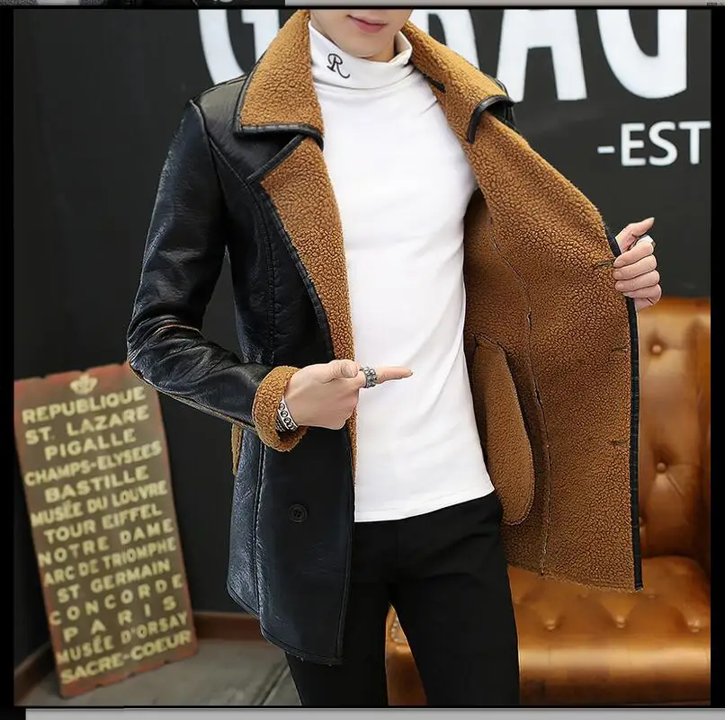 

Free Shipping Large Size Winter Men's Lap Long Fur Lapel Fur Coat With Self-cultivation Plus One Coat / M-xxl