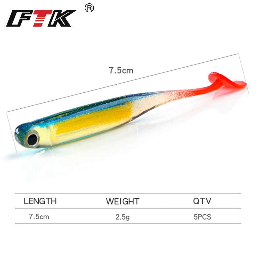 Приманка для рыбалки от FTK 5 шт. Мягкая приманка рыба снасти аксессуары 3D Eye Fishlike