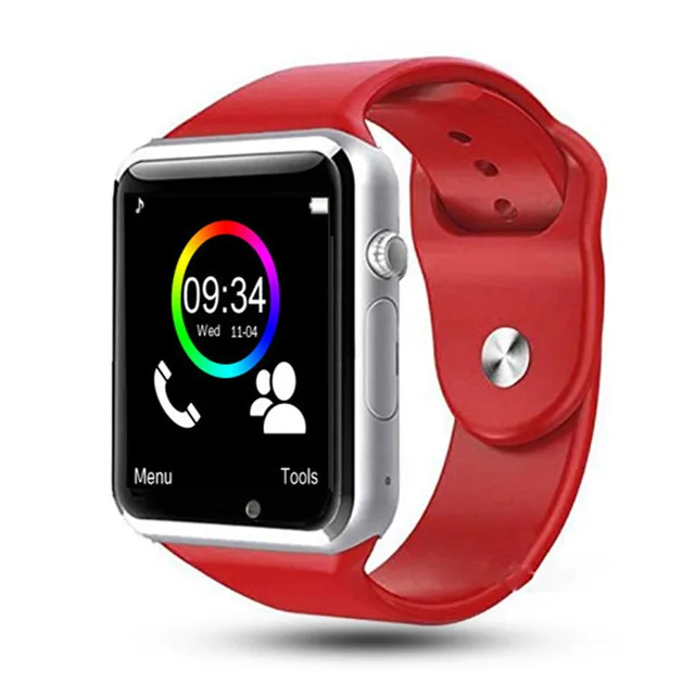 Красный A1 Смарт часы Bluetooth Smartwatch спортивные SIM TF телефон Вах наручные часы для Android Xiaomi huawei Apple samsung Для мужчин Smartwatch - Цвет: Красный