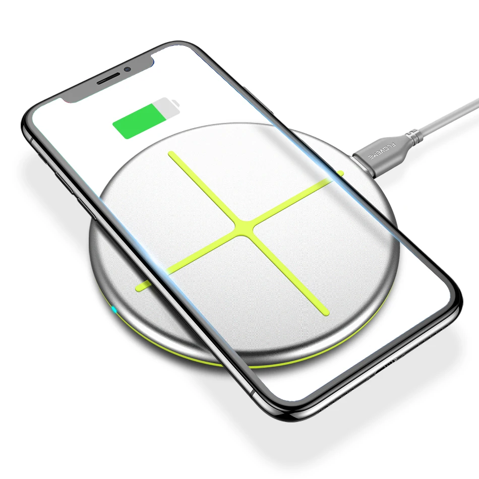 5W Type 4 Silver FLOVEME Qi Быстрое беспроводное зарядное устройство для iPhone XR XS Max X 10 Вт USB мощное Беспроводное зарядное устройство для iPhone 8 Plus samsung Note 9 - Тип штекера: 5W Type 4 Silver