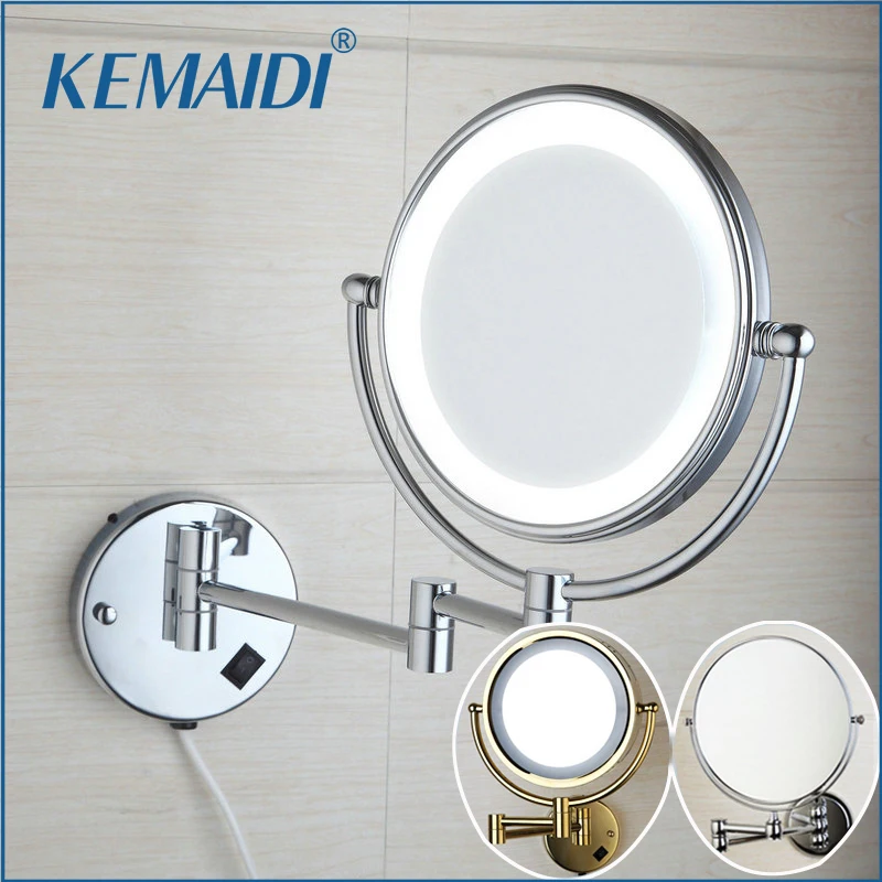 KEMAIDI зеркало для макияжа Светодиодный настенный удлиняющийся складной