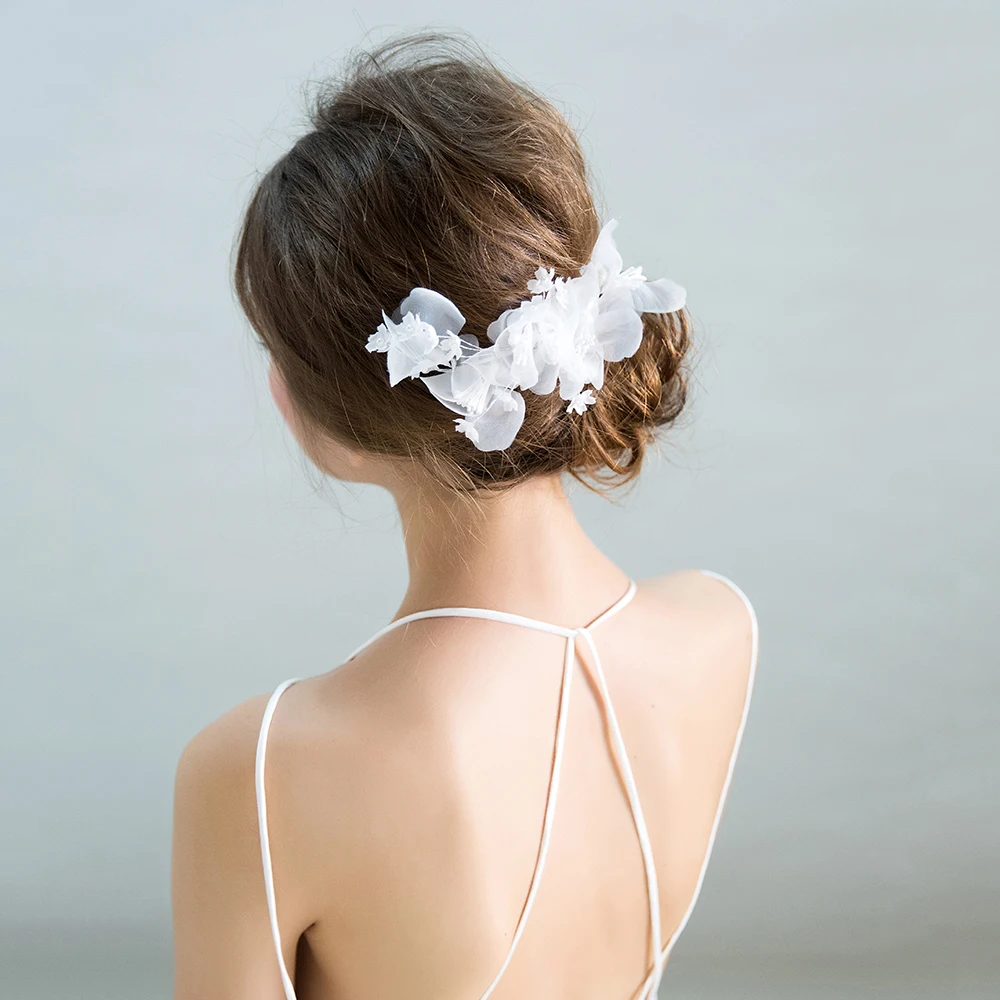 Handmade Fashion Girls Flower Hair Clip Simulated Pearls Barrettes Princess Bridal Wedding Headdress Hairpin Side Clips Ornament |