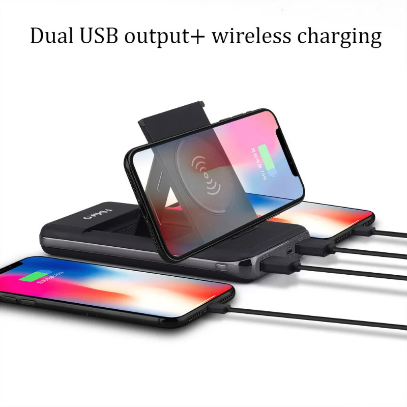 30000mAh QI Беспроводное зарядное устройство 2USB беспроводной внешний аккумулятор для