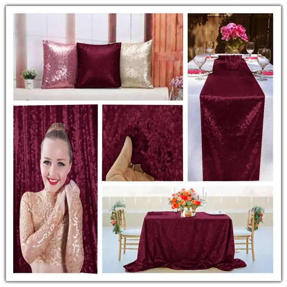 Burgundy Блестящие красота шоколад 30/35*275 см блесток скатерти вечерние/Свадебные ткань отель украшение скатерти Banquet-N0127C - Цвет: Burgundy